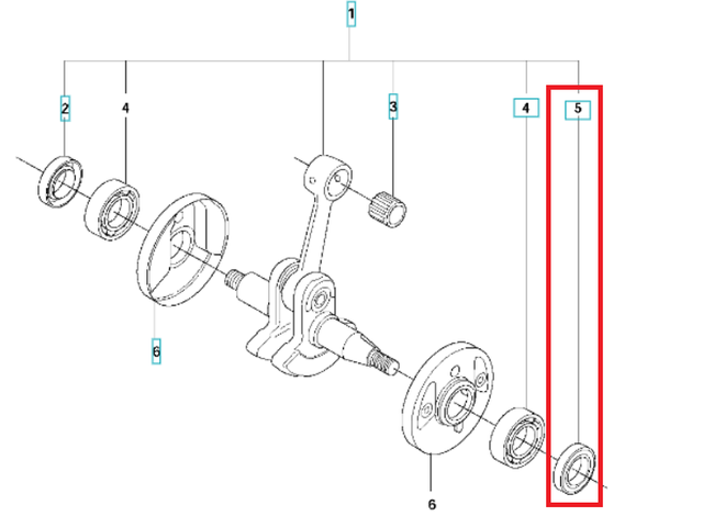 Оригинальный сальник коленвала (15X26X4) для мотокосы Husqvarna 343 R, 345 RX