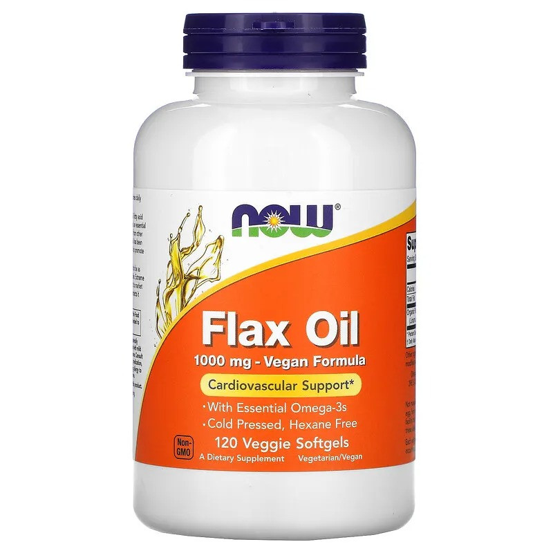 Лляна олива NOW Foods "Flax Oil" 1000 мг, здоров'я серцево-судинної системи (120 гелевих капсул)
