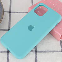 Силиконовый Чехол на iPhone 13 6.1" с закрытым низом Silicone Case 100% Голубой