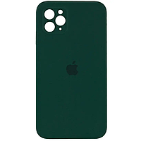 Силиконовый Чехол на iPhone 11 Pro 5.8" полная защита камеры Silicone Case 100% Темно-зеленый