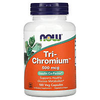 Хром NOW Foods "Tri-Chromium" поддерживает здоровый метаболизм глюкозы, 500 мкг (180 капсул)