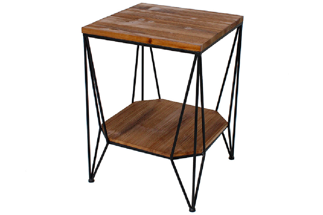 Консоль металева Лофт зі стільницею з дерева (сосна), 58см, колір - чорний, фото 1