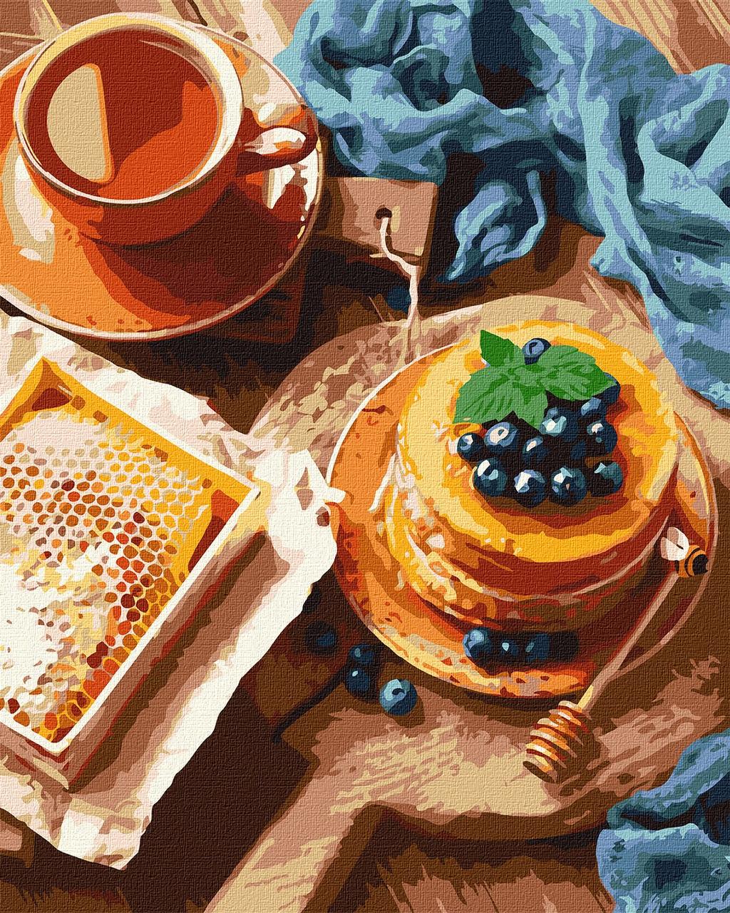 Картина по номерам панкейк 40 х 50 см Ідейка KHO5641 "Панкейки до чаю" melmil, фото 1