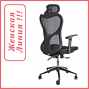 Крісло для роботи вдома Barsky Fly-03 Butterfly White/Black, сіткове крісло, білий/чорний