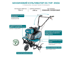 Бензиновий культиватор Könner & Söhnen KS 7HP-850A