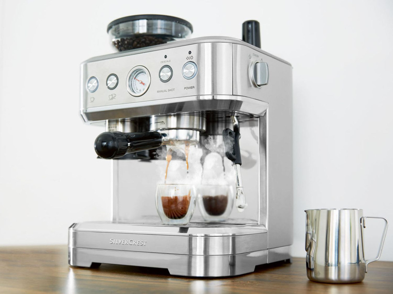 Професійна напівавтоматична кава машина 15 bar Silver Crest SSMP 1770 A з кавомолкою 1770 Вт