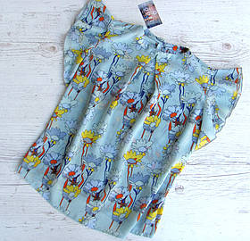 Дитяча блузка блакитна на літо з ромашками. 140