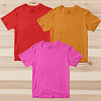 Комплект (набор) футболок базовых мужских однотонных: розовая, красная, оранжевая. Под печать. .