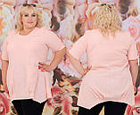 Льляна гарна батальна блузка-туніка з асиметричним низом (р.48-62). Арт-2094/42, фото 4