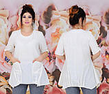 Льляна гарна батальна блузка-туніка з асиметричним низом (р.48-62). Арт-2094/42, фото 5