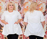 Льляна гарна батальна блузка-туніка з асиметричним низом (р.48-62). Арт-2094/42, фото 6