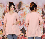 Льляна гарна батальна блузка-туніка з асиметричним низом (р.48-62). Арт-2094/42, фото 3