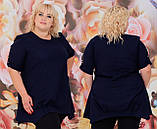 Льляна гарна батальна блузка-туніка з асиметричним низом (р.48-62). Арт-2094/42, фото 2