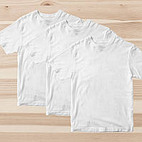 Комплект (набор) футболки базовые мужские однотонные белые. Хлопок 100%. Майки под печать и нанесение