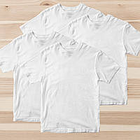 Комплект (набір) футболки базові чоловічі однотонні білі. Площиця 100%. Майкі під друк і нанесення.