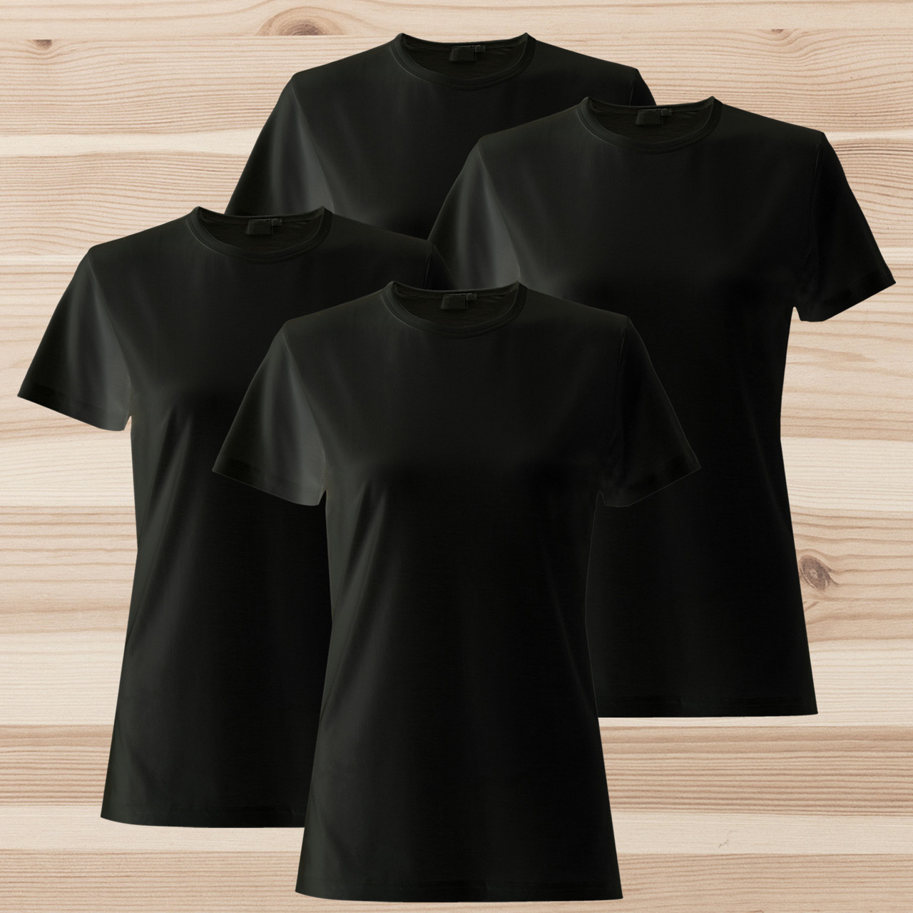 Комплект (набір) жіночі футболки базові однотонні чорні. Майка під друк і нанесення