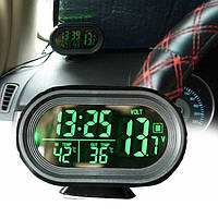 Автомобильные часы с термометром и вольтметром VST 7009V Авточасы