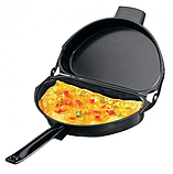 Подвійна сковорода Folding Omelette Pan для омлету Black чорна універсальна антипригарна, фото 3