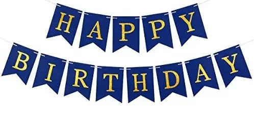 Паперова гірлянда Happy Birthday темно-синя, 2.5 м