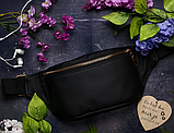Стильна поясна жіноча сумка бананка чорна жіноча, фото 4