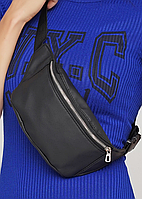 Стильна поясна жіноча сумка бананка чорна жіноча