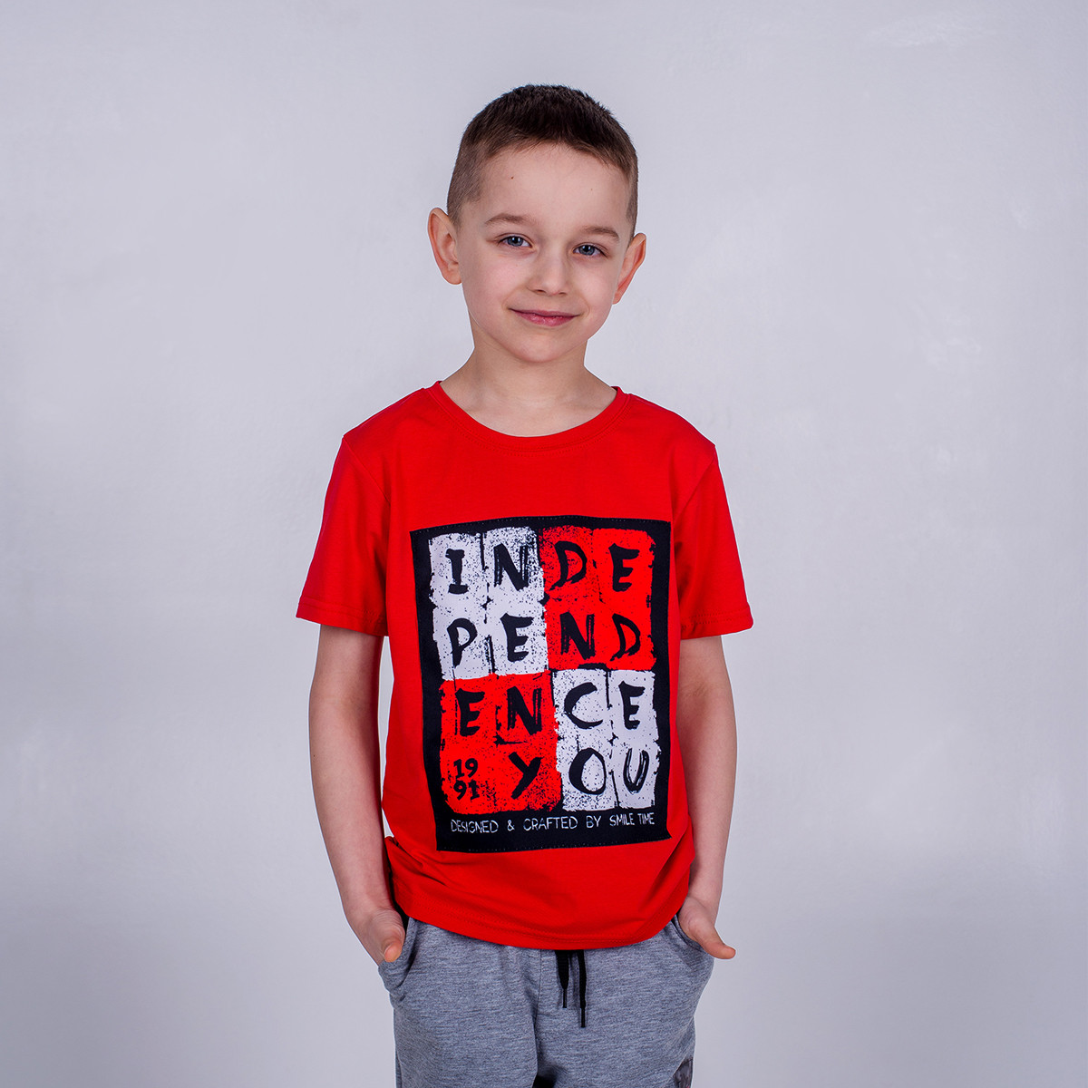 Яскрава футболка для хлопчика, червона, з принтом, Independents, SmileTime