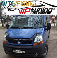 Дефлектор капота на Renault Master 2003-2010. Мухобойка длинная на фары Renault Master