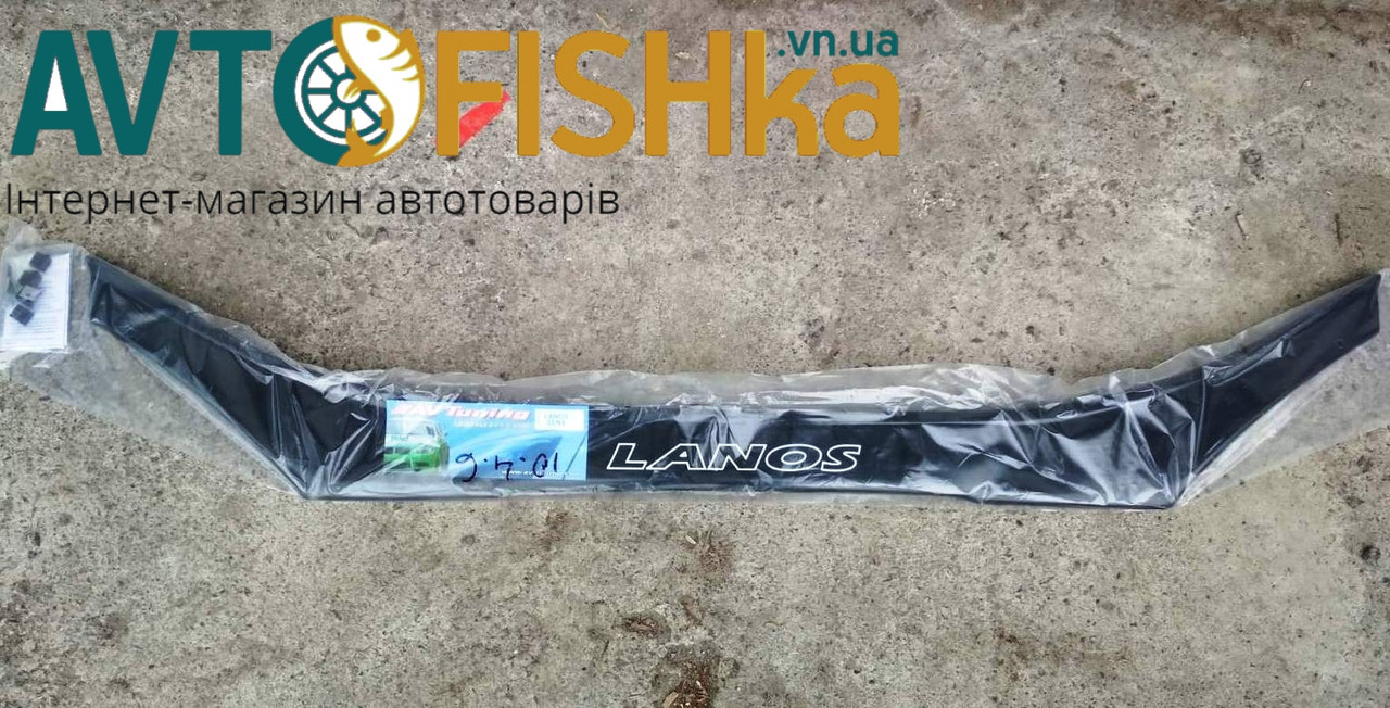 Дефлектор капота на Daewoo Lanos 1997-2020 / Chevrolet Lanos 1997-2020 євро кріплення. Мухобійка