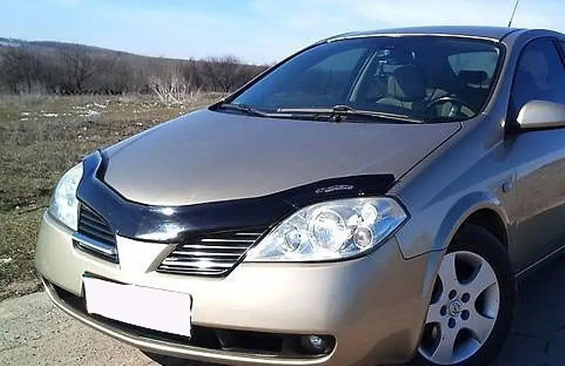 Дефлектор капота на Nissan Primera (P12) 2002-2007. Мухобійка на Nissan Primera