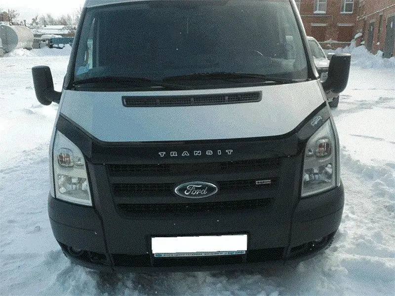 Дефлектор капота на Ford Transit 2007-2014 довга VIP. Мухобойка на Форд Транзіт