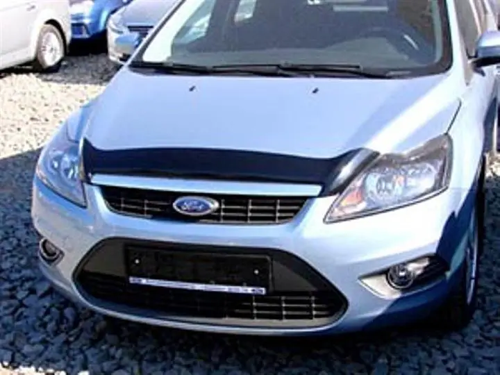 Дефлектор капота на Ford Focus II 2008-2011 рестайлінг євро кріплення. Мухобійка на Форд Фокус 2