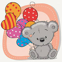 Картина по номерам Мишка Тедди с шариками Art Craft 30*30 см для детей