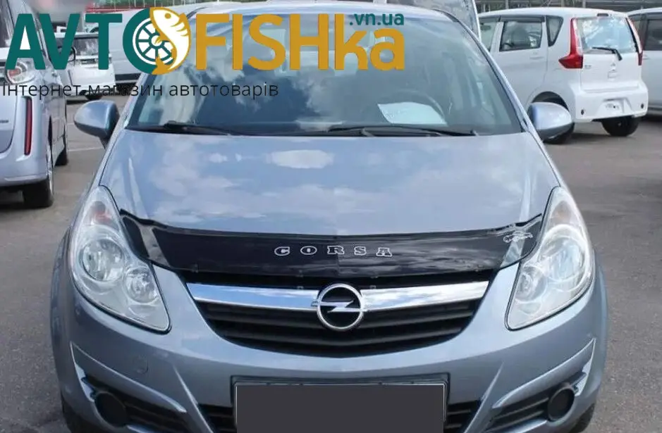 Дефлектор капота на Opel Corsa D 2006-2014. Мухобійка на Opel Corsa D
