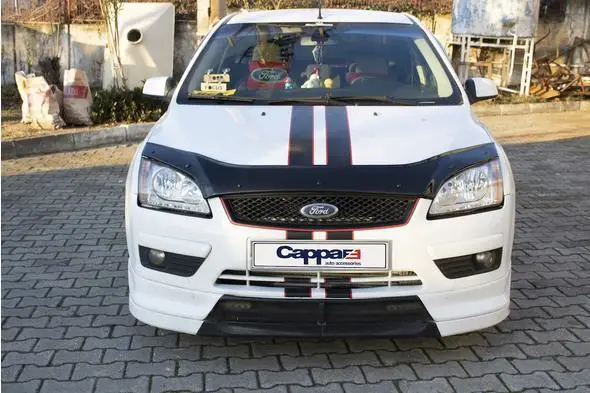 Дефлектор капота на Ford Focus II 2005-2008 євро кріплення ANV. Мухобійка на Форд Фокус