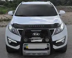 Дефлектор капота на KIA Sportage III (SL) 2010-2015 коротка. Мухобійка на KIA Sportage 3