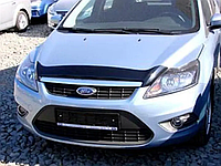 Дефлектор капота на Ford Focus II 2008-2011 рестайлинг евро крепеж . Мухобойка на Форд Фокус 2