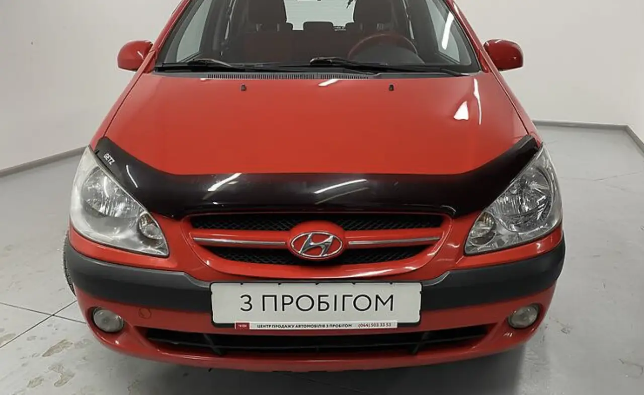 Дефлектор капота на Hyundai Getz (5 дверей) хетчбек 2005-2011 євро кріплення. Мухобійка на Hyndai Getz