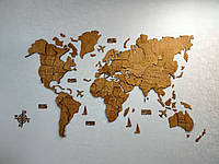 Карта мира на стену многослойная из дерева