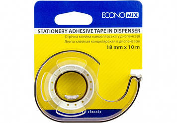Диспенсер для клейкої стрічки "Economix" з клейкою стрічкою 18ммх10м прозорий №E40834(48)