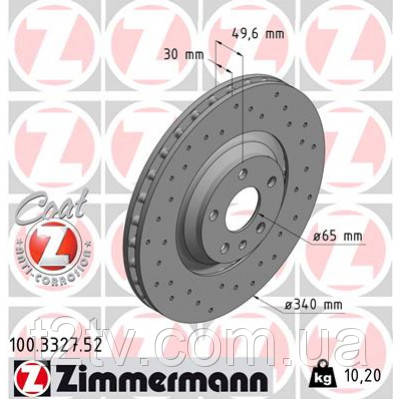 Тормозной диск ZIMMERMANN 100.3327.52