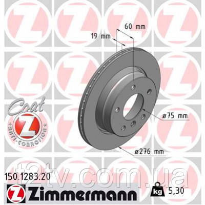 Тормозной диск ZIMMERMANN 150.1283.20
