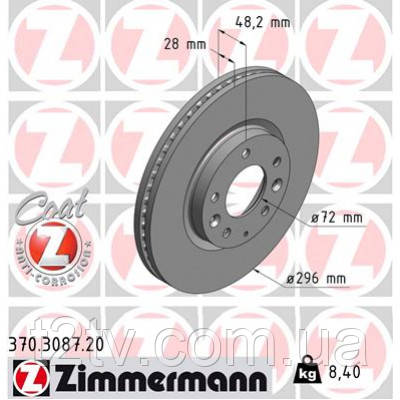 Тормозной диск ZIMMERMANN 370.3087.20