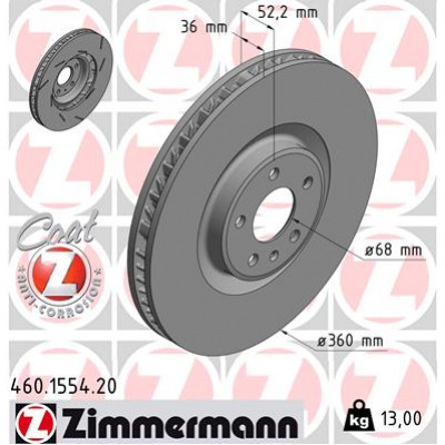 Тормозной диск ZIMMERMANN 460.1554.20