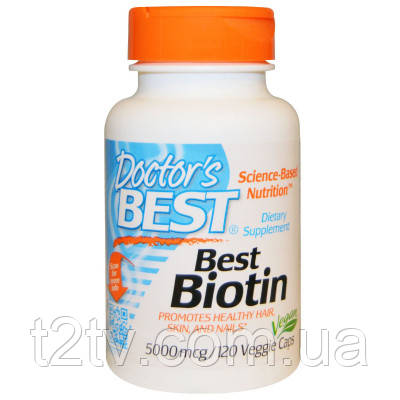 Витамин Doctor's Best Биотин (B7) 5000мкг, 120 гелевых капсул (DRB-00301)