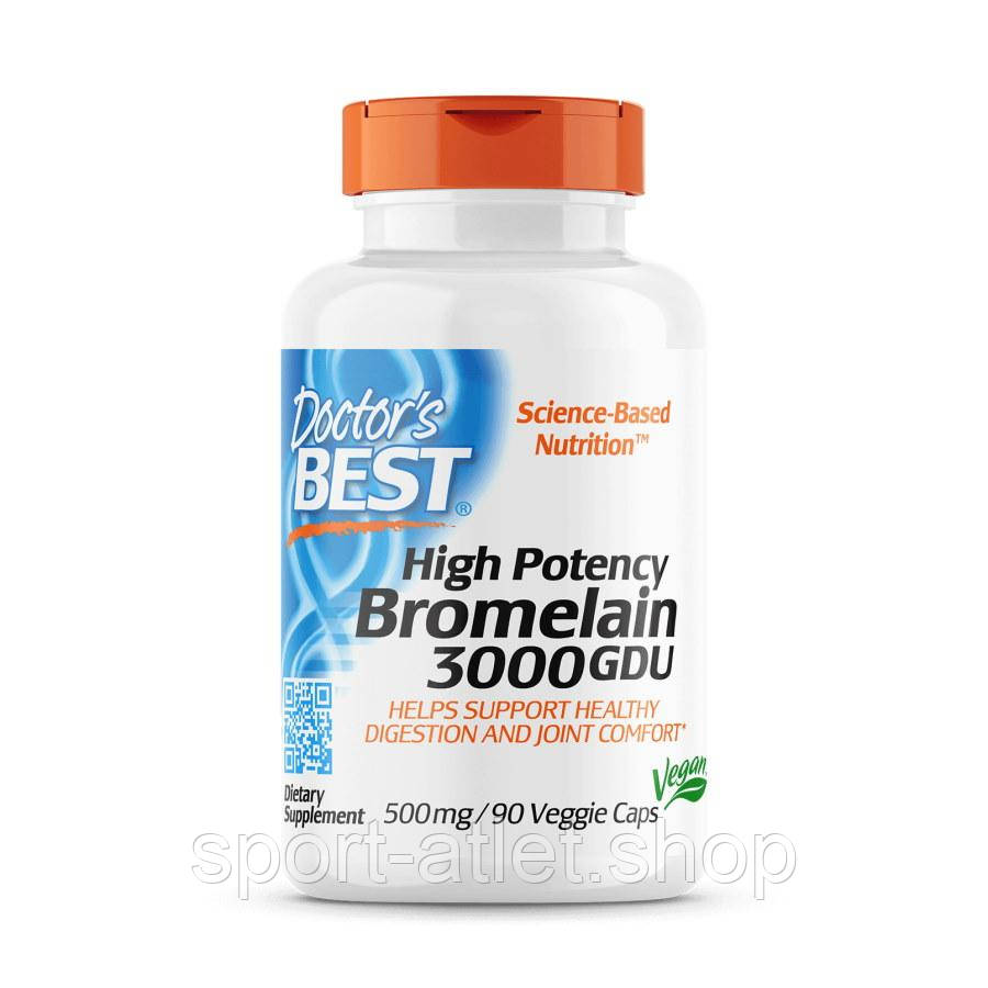 Натуральна добавка Doctor's Best Bromelain 3000 GDU, 90 вегакапсул, фото 1