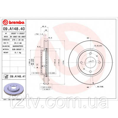 Тормозной диск Brembo 09.A148.41