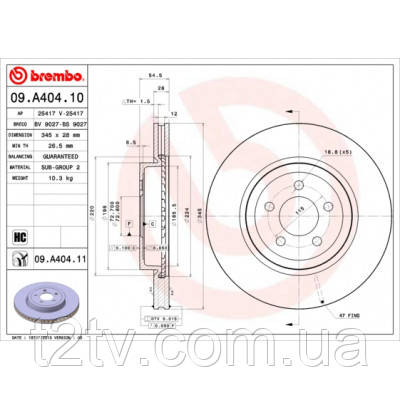 Тормозной диск Brembo 09.A404.11