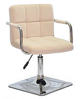 Крісло Arno-Arm 4-CH-Base бежевий 1005 велюр, з підлокітниками на хромованій основі з регулюванням, фото 2