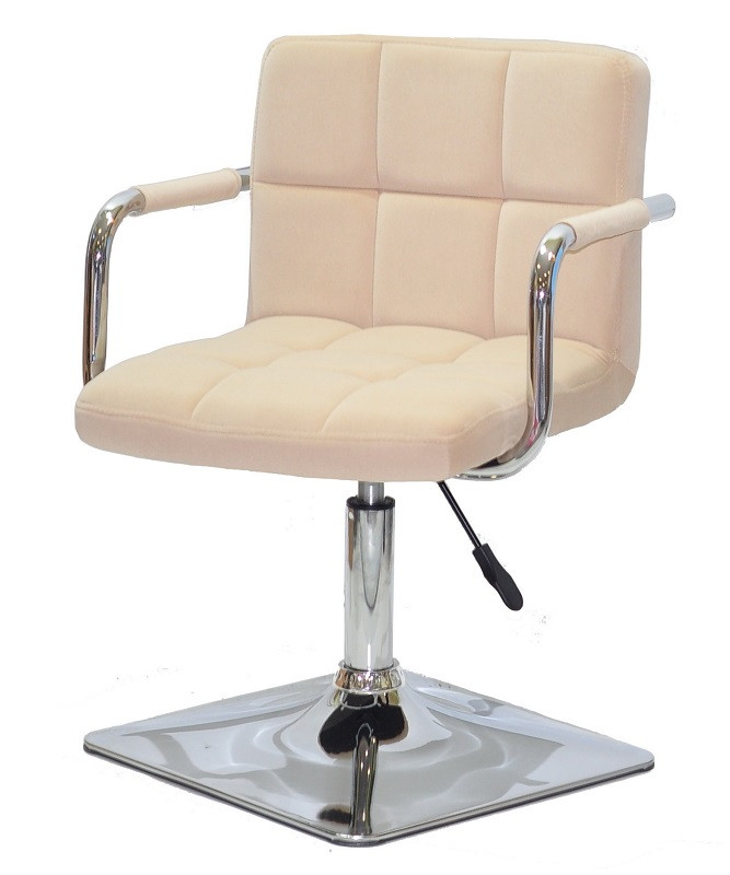 Крісло Arno-Arm 4-CH-Base бежевий 1005 велюр, з підлокітниками на хромованій основі з регулюванням, фото 1
