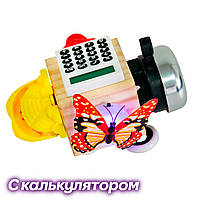 Бизикуб деревянный Busy Cube Montessori Toys "Бабочка с калькулятором" бизиборд для детей, busyboard (GK)